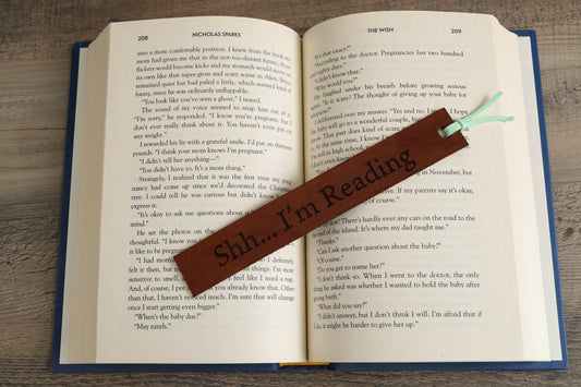 Shh... I'm Reading - Leather Bookmark