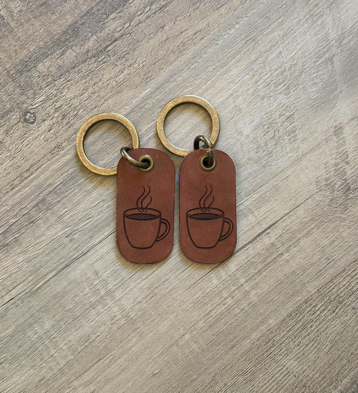 Coffee Cup - Leather Keychain