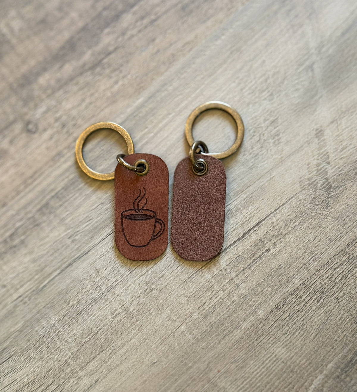 Coffee Cup - Leather Keychain